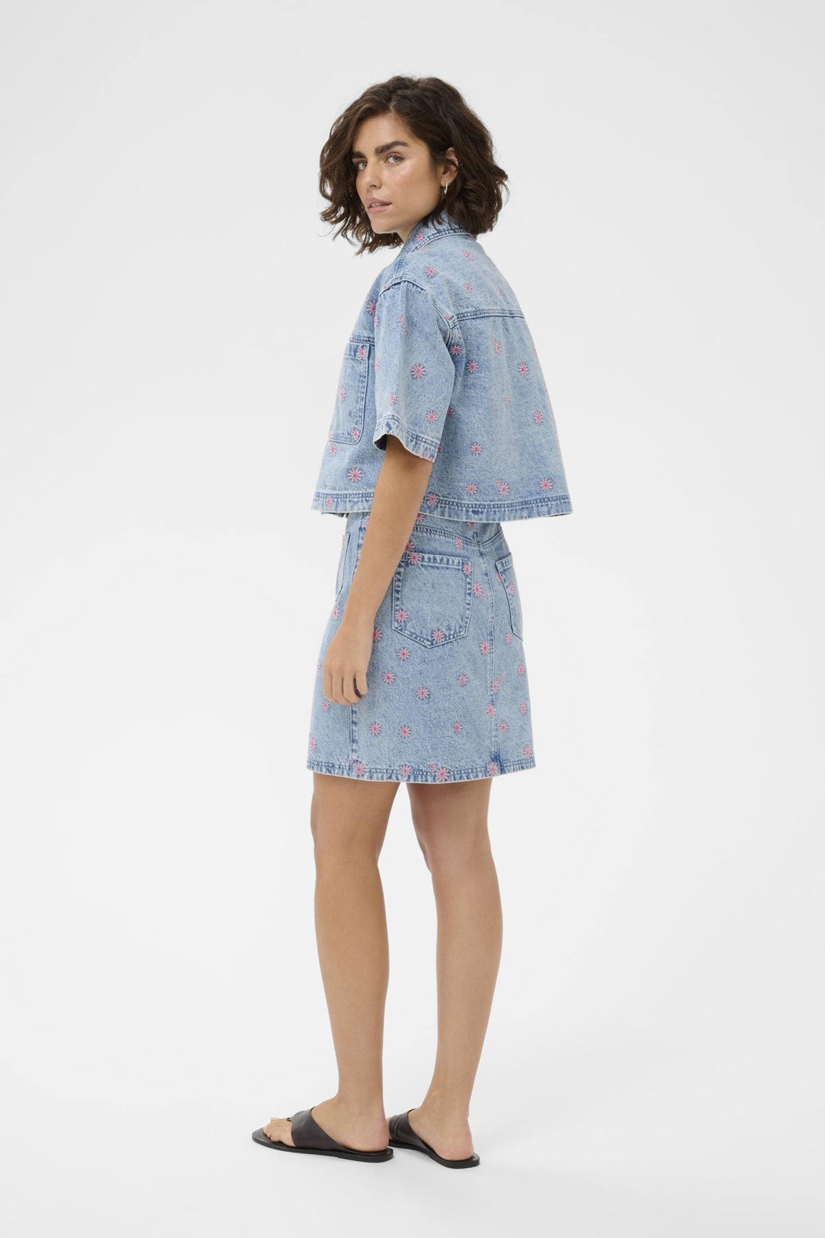KAbabena Denim Shirt Blue Denim/Pink Flower Emb. - - 10511544