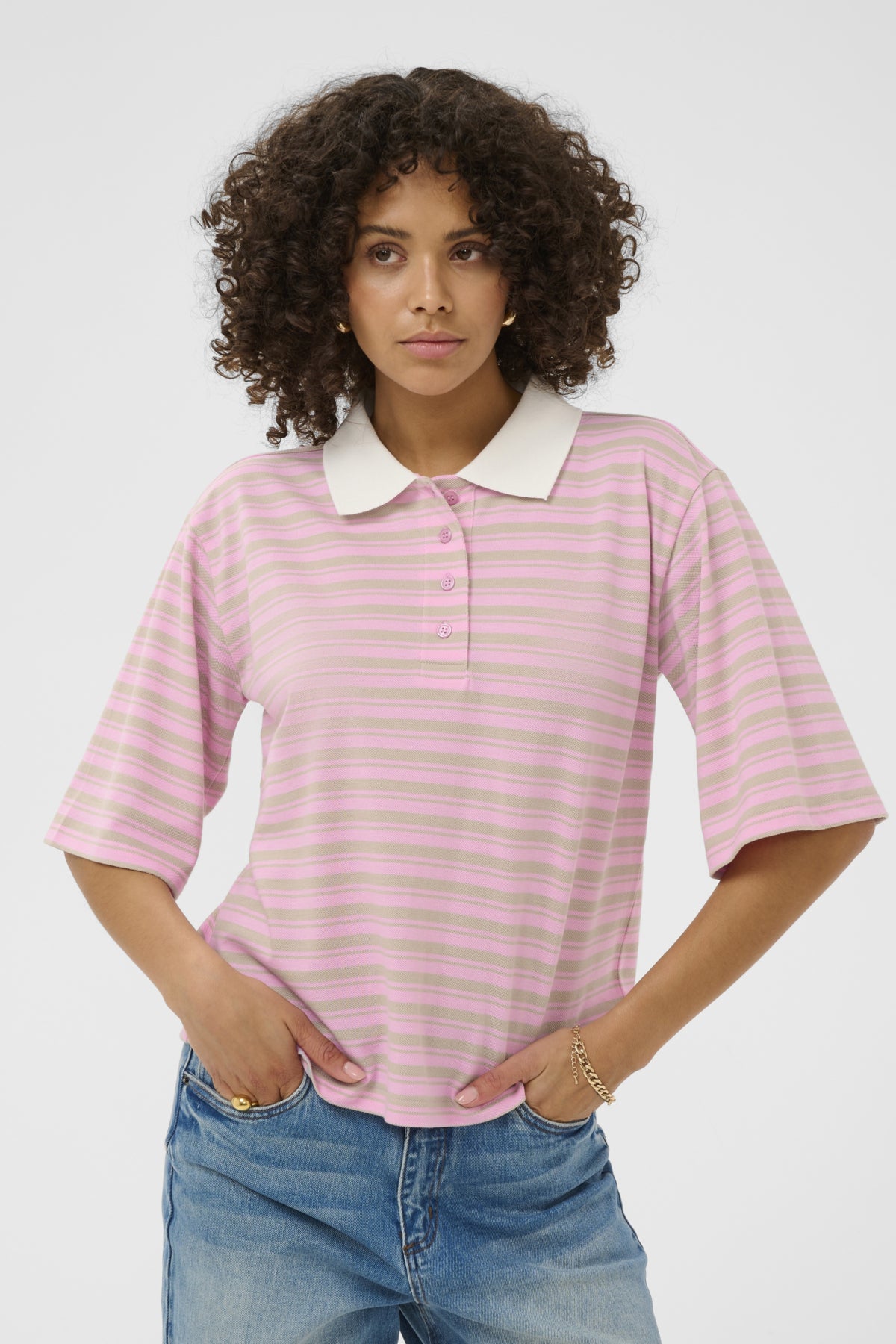 KAmiala Polo T-Shirt Pink Frosting/Feather Gray - 1 - 10511572