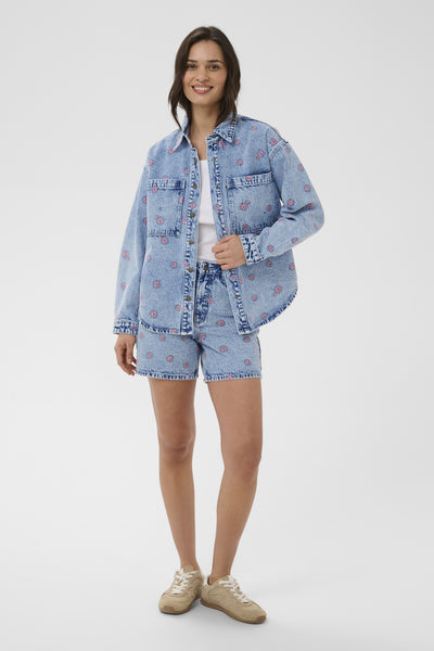 KAbabena Denim Jacket Blue Denim/Pink Flower Emb. - - 10511680 Thumbnail