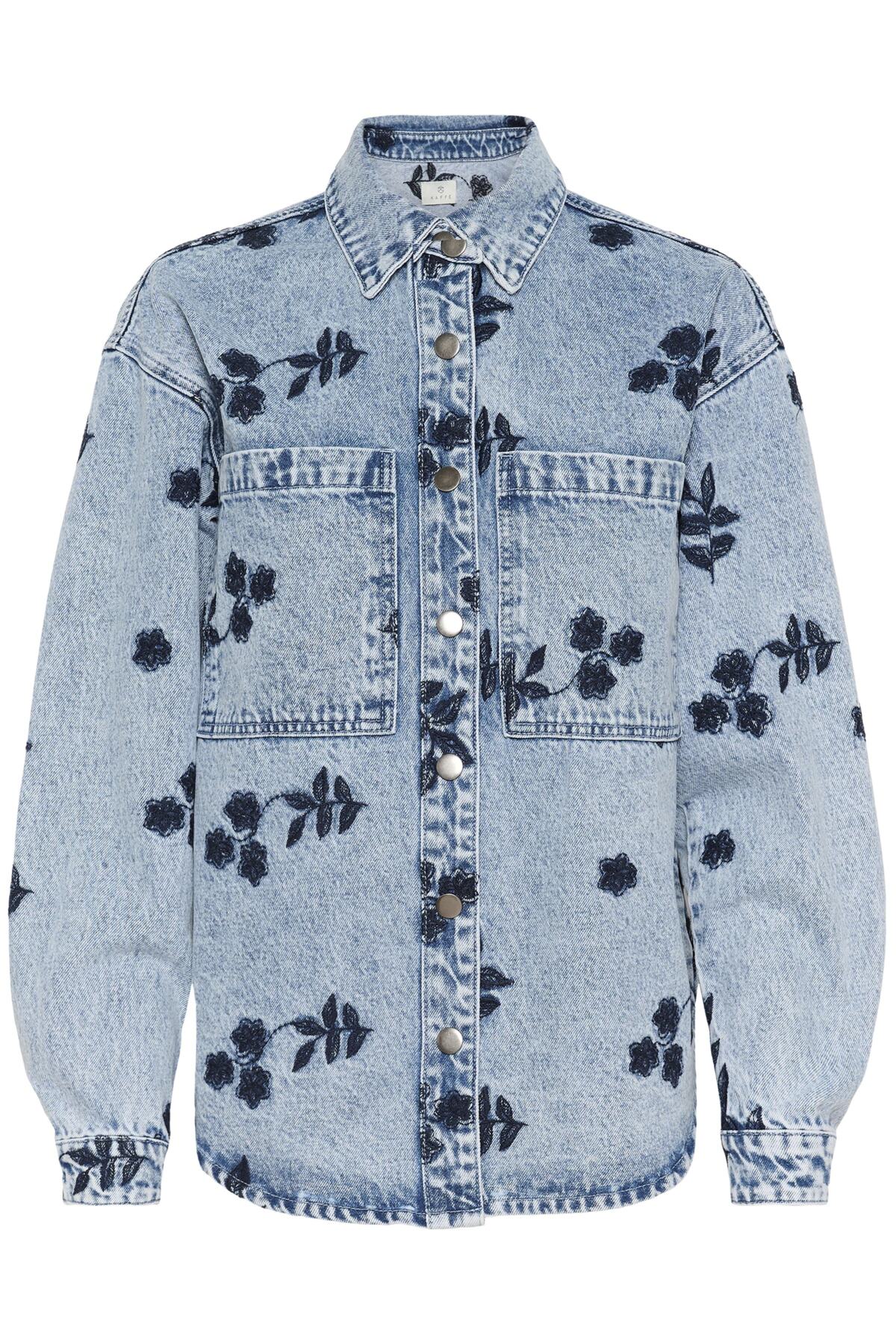 KAbabena Denim Jacket Blue Denim W/ Navy Flower Emb. - 10511680