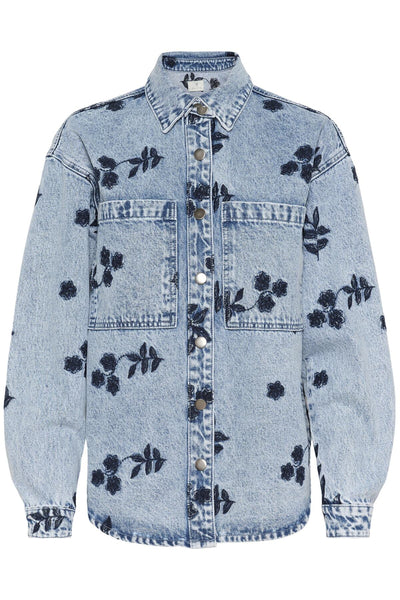 KAbabena Denim Jacket Blue Denim W/ Navy Flower Emb. - 10511680 Thumbnail