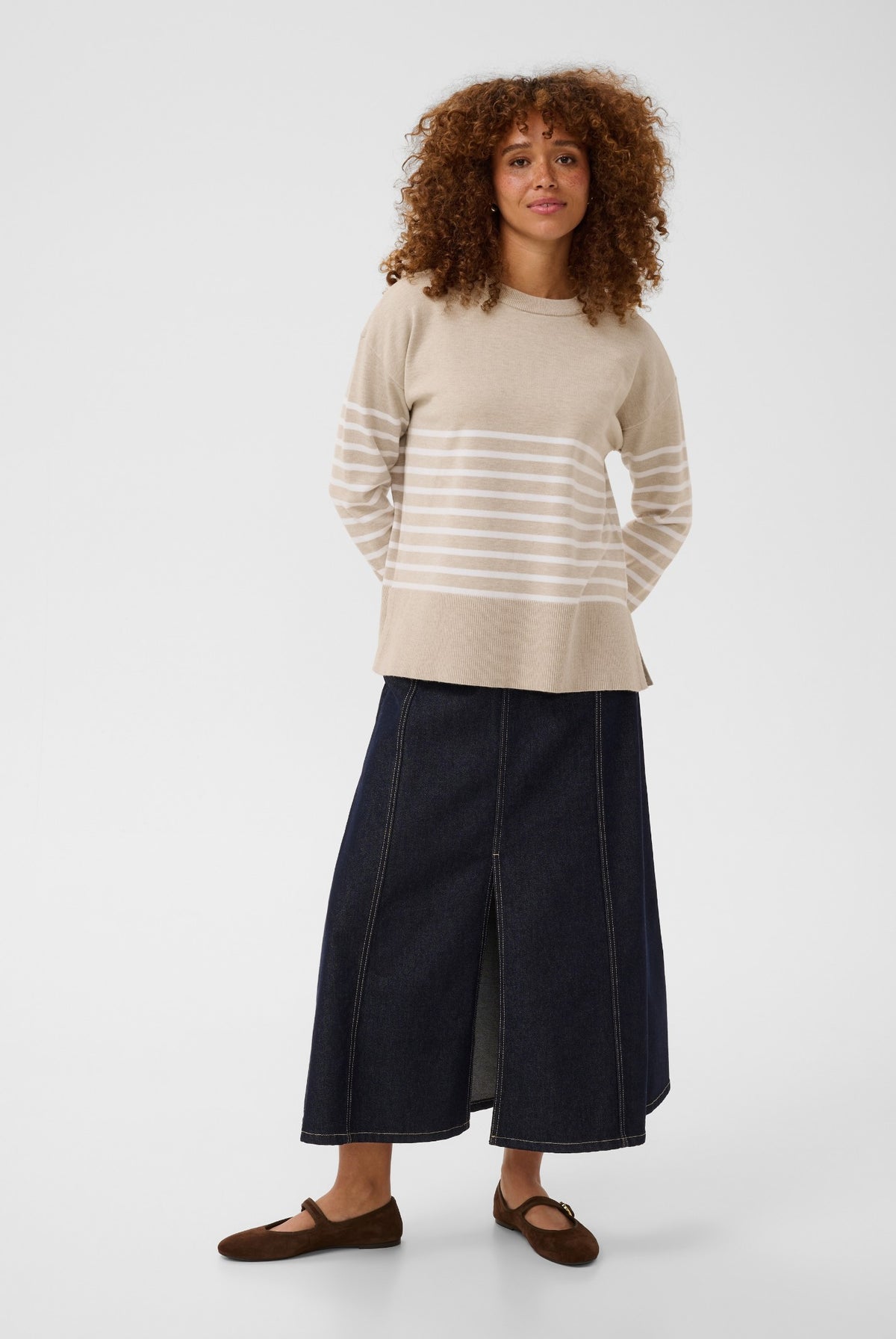 KAlimone Pullover Knit Feather Gray Mel/Chalk Stripe - 10511830