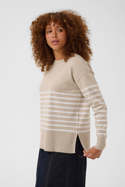 KAlimone Pullover Knit Feather Gray Mel/Chalk Stripe - 10511830 Thumbnail