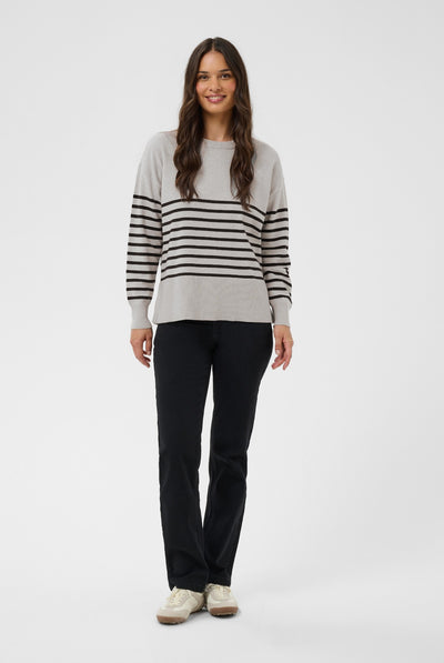 KAlimone Pullover Knit Grey melange/Black Stripe - 10 - 10511830 Thumbnail