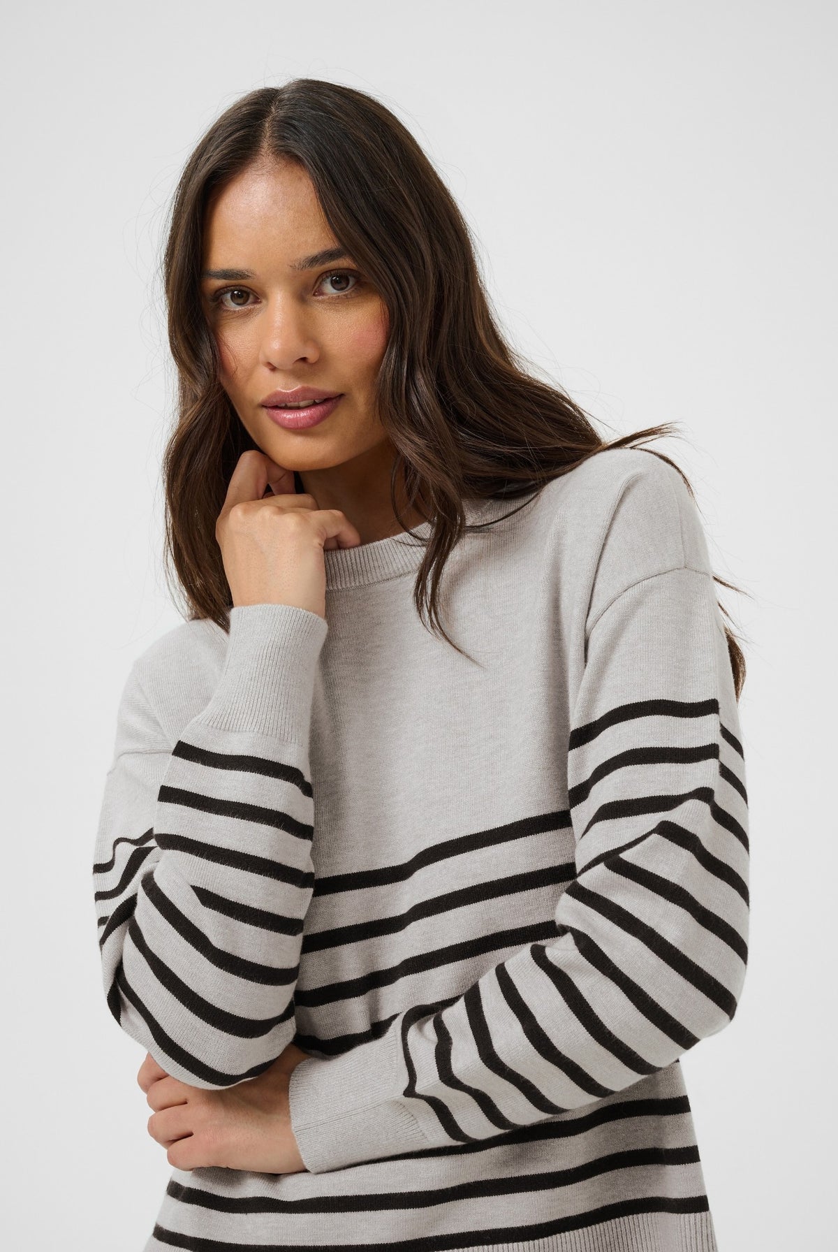 KAlimone Pullover Knit Grey melange/Black Stripe - 10 - 10511830