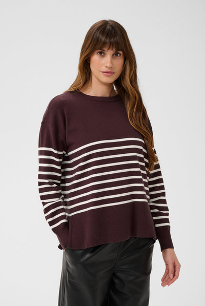 KAlimone Pullover Knit Fudge/Chalk Stripe - 109820 - 10511830 Thumbnail
