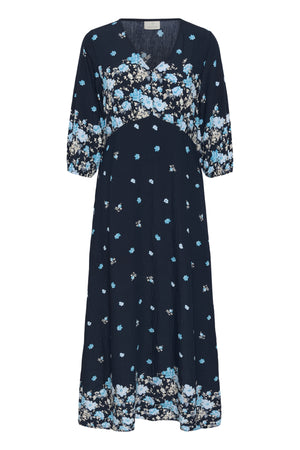KArosine Long Dress Midnight Marine Border Flower - 10511834