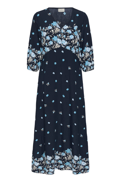 KArosine Long Dress Midnight Marine Border Flower - 10511834 Thumbnail