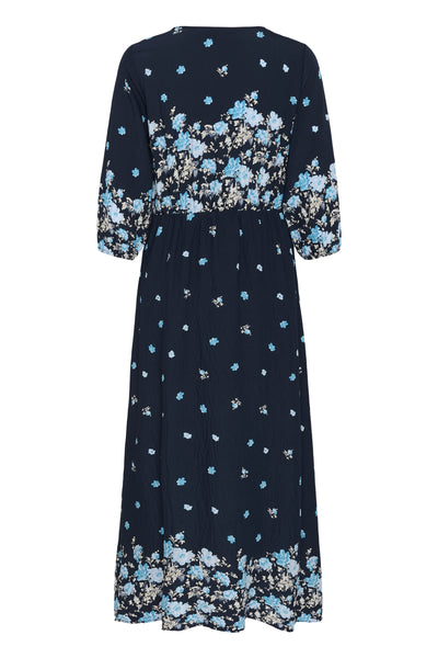 KArosine Long Dress Midnight Marine Border Flower - 10511834 Thumbnail