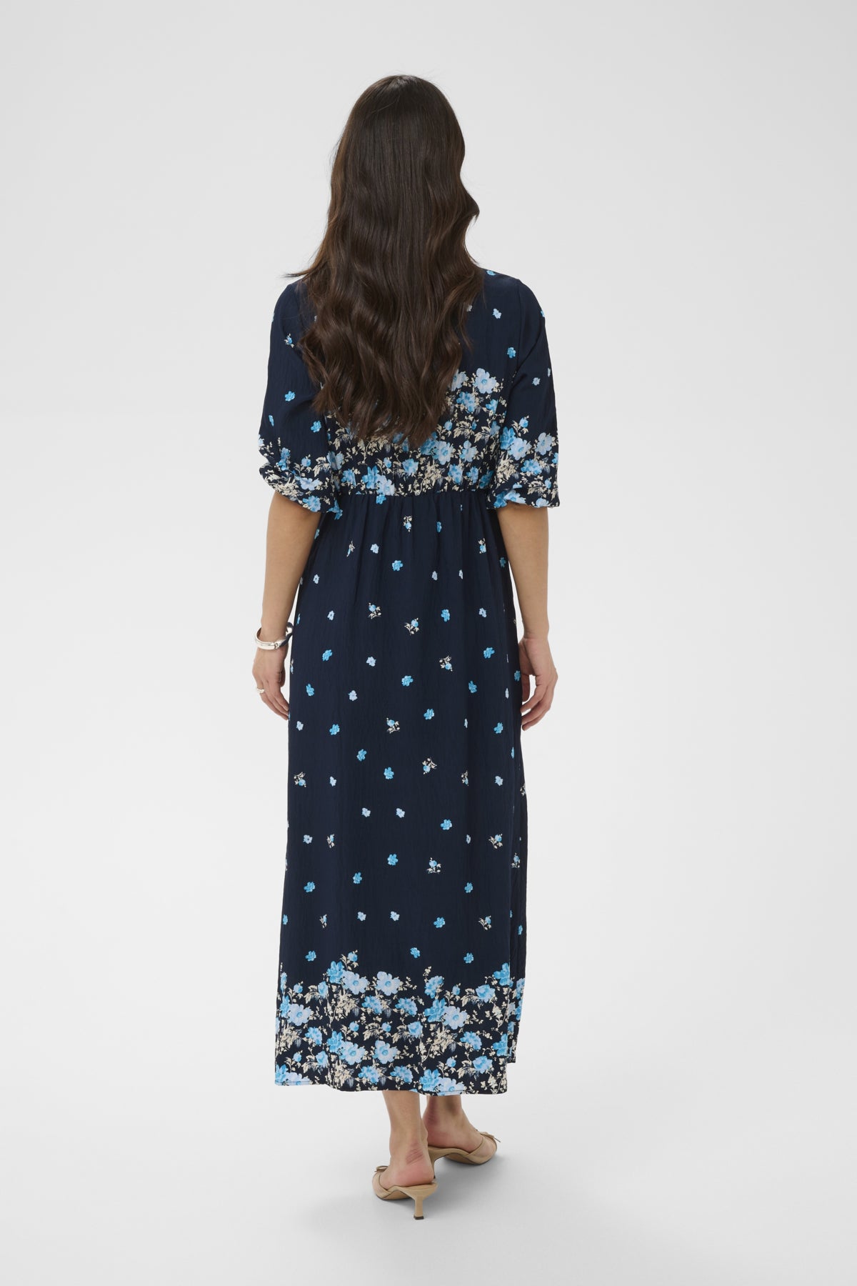 KArosine Long Dress Midnight Marine Border Flower - 10511834