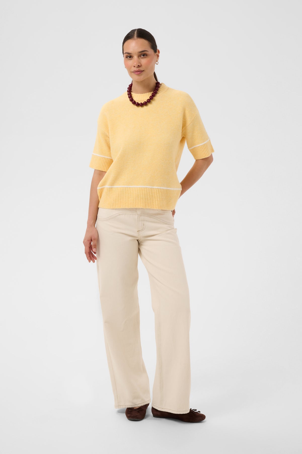KAjinie Knit Pullover1/2 sleev Sunlight Melange - 1308221 - 10511946