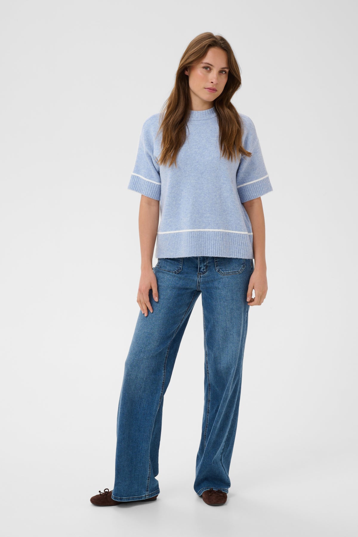 KAjinie Knit Pullover1/2 sleev Blue Fog Melange - 1540081 - 10511946
