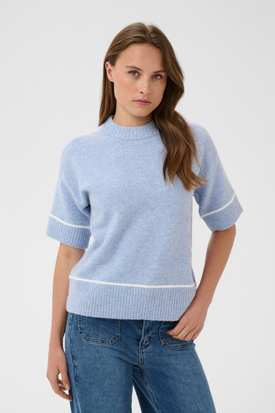 KAjinie Knit Pullover1/2 sleev Blue Fog Melange - 1540081 - 10511946 Thumbnail