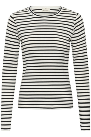 KAliddy Plain Stripe T-Shirt Chalk W. Black Stripe - 101029 - 10511971