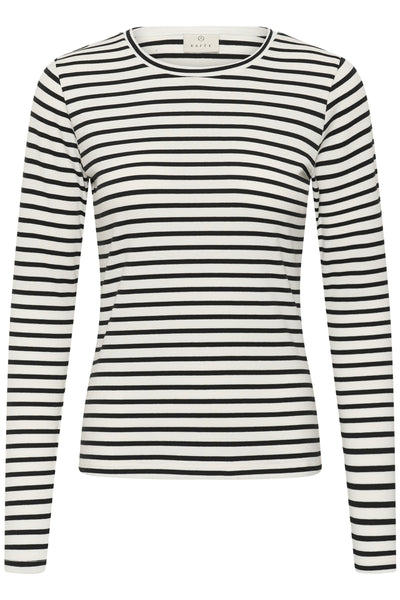 KAliddy Plain Stripe T-Shirt Chalk W. Black Stripe - 101029 - 10511971 Thumbnail