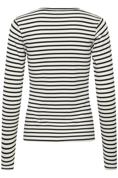 KAliddy Plain Stripe T-Shirt Chalk W. Black Stripe - 101029 - 10511971 Thumbnail