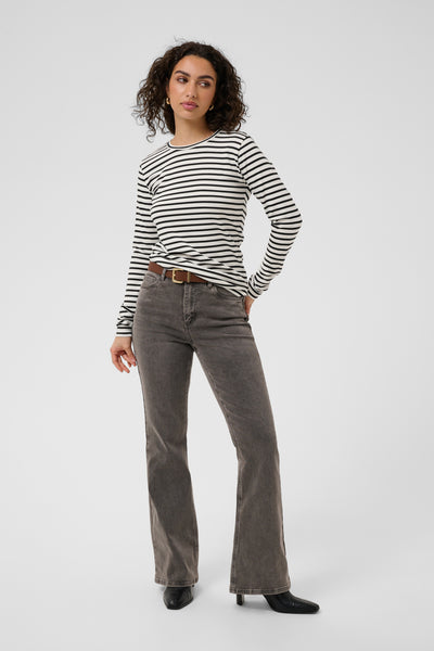 KAliddy Plain Stripe T-Shirt Chalk W. Black Stripe - 101029 - 10511971 Thumbnail