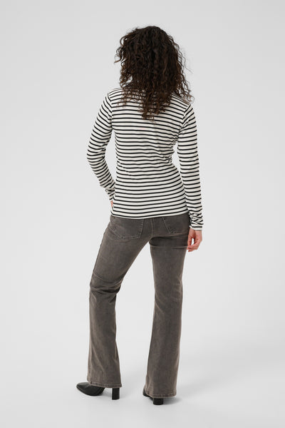 KAliddy Plain Stripe T-Shirt Chalk W. Black Stripe - 101029 - 10511971 Thumbnail