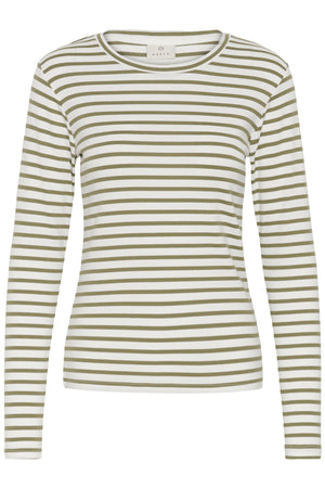 KAliddy Plain Stripe T-Shirt Chalk W. Aloe Stripe - 110096 - 10511971