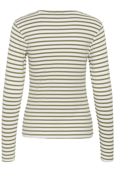 KAliddy Plain Stripe T-Shirt Chalk W. Aloe Stripe - 110096 - 10511971 Thumbnail