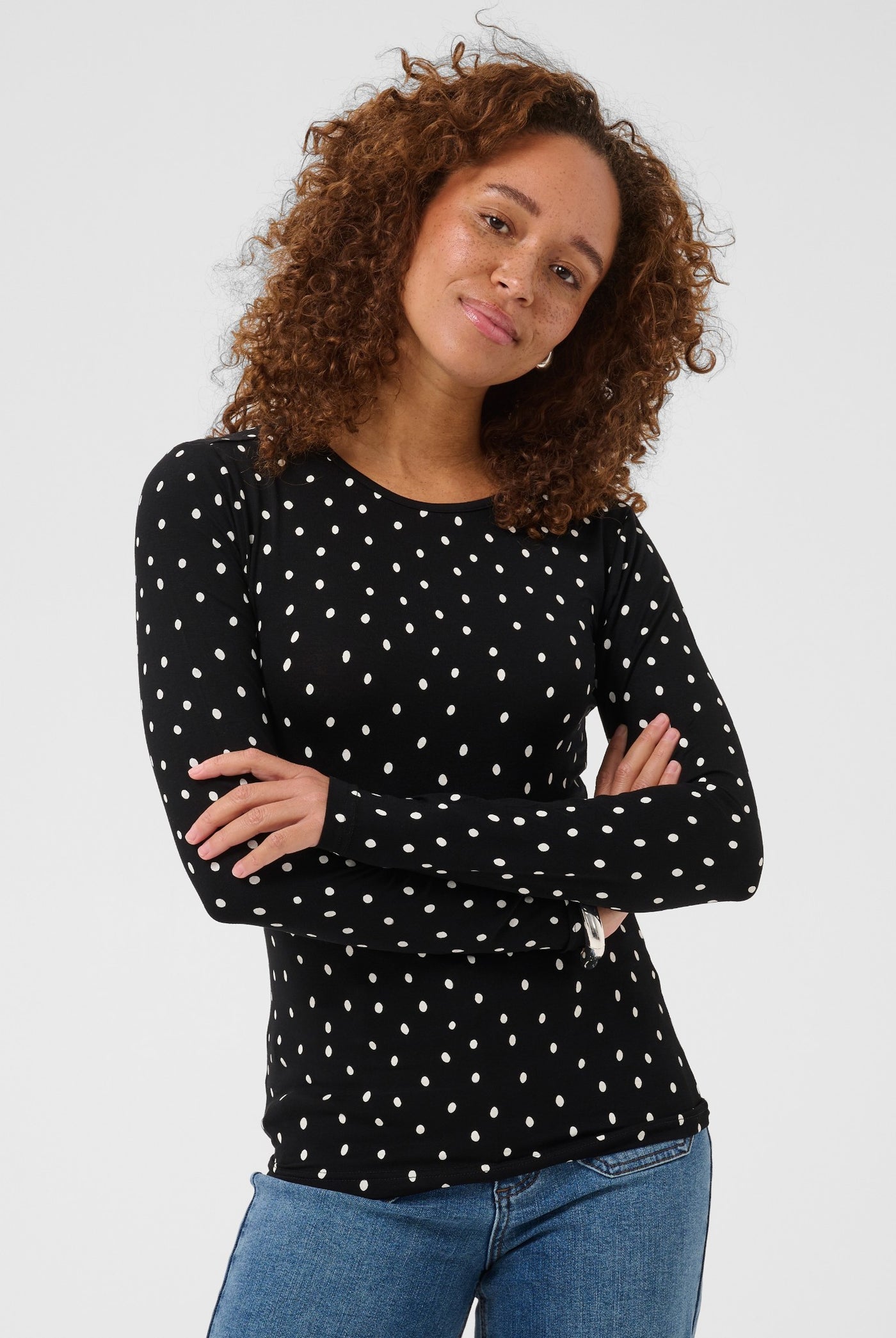KAbella LS T-Shirt Black Deep/Chalk Dot - 109672 - 10512005
