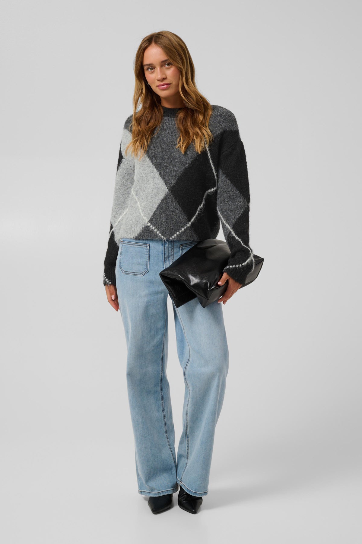 KAgrith Knit Pullover Grey melange / black check - 1 - 10512015