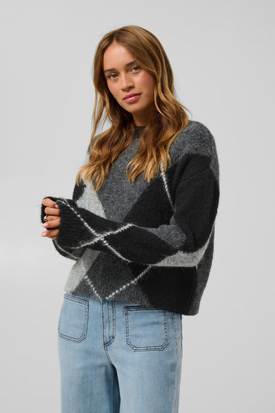 KAgrith Knit Pullover Grey melange / black check - 1 - 10512015 Thumbnail