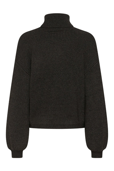 KAbarbara Rollneck Pullover Dark Grey Melange - 100125 - 10512087 Thumbnail