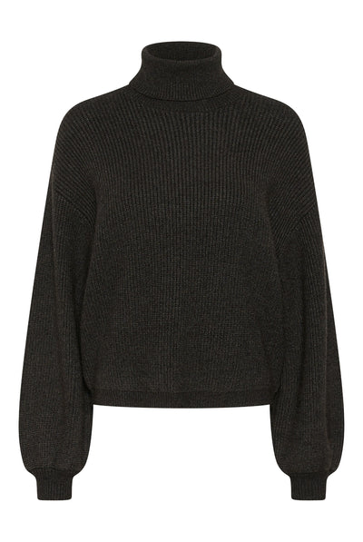KAbarbara Rollneck Pullover Dark Grey Melange - 100125 - 10512087 Thumbnail