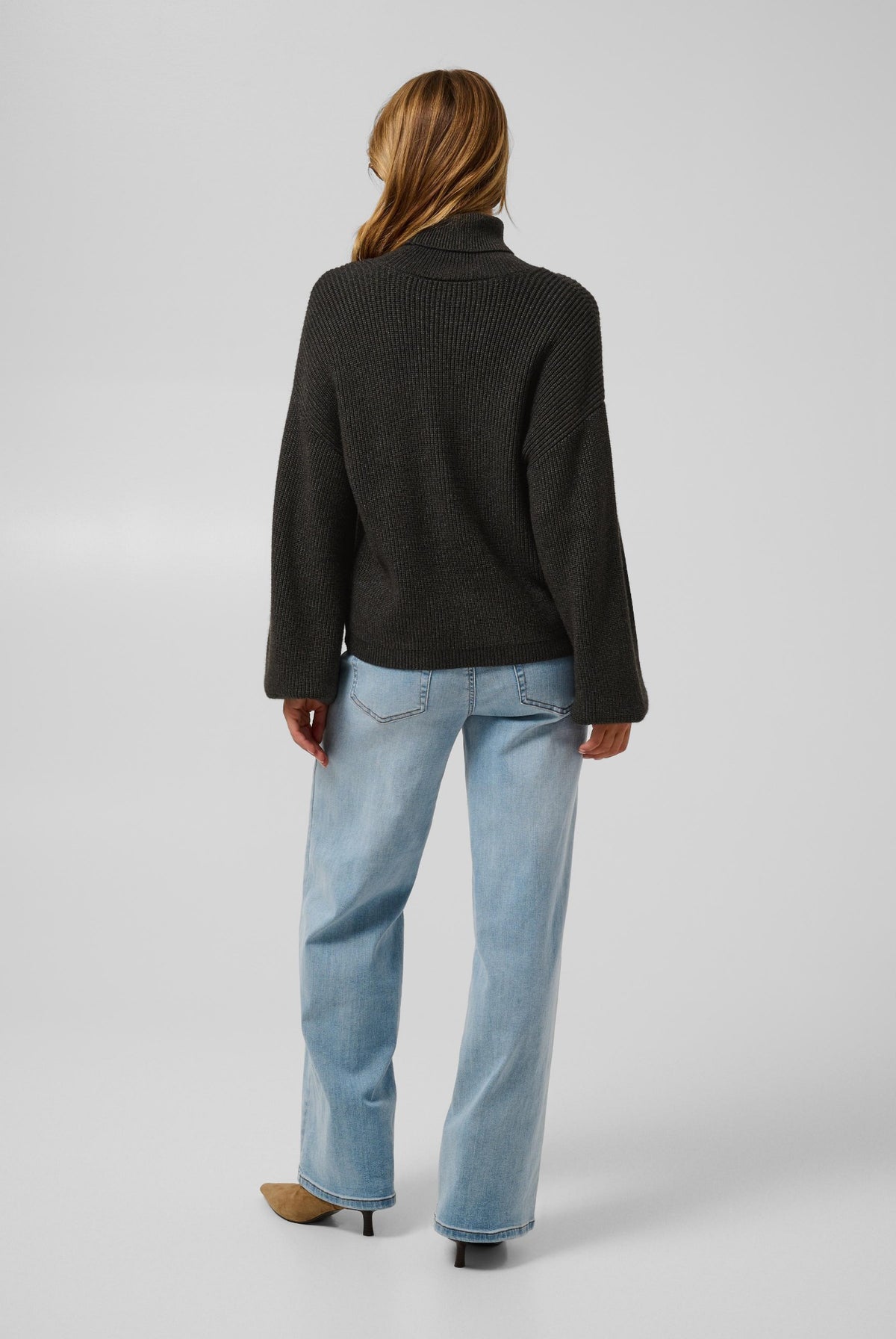KAbarbara Rollneck Pullover Dark Grey Melange - 100125 - 10512087