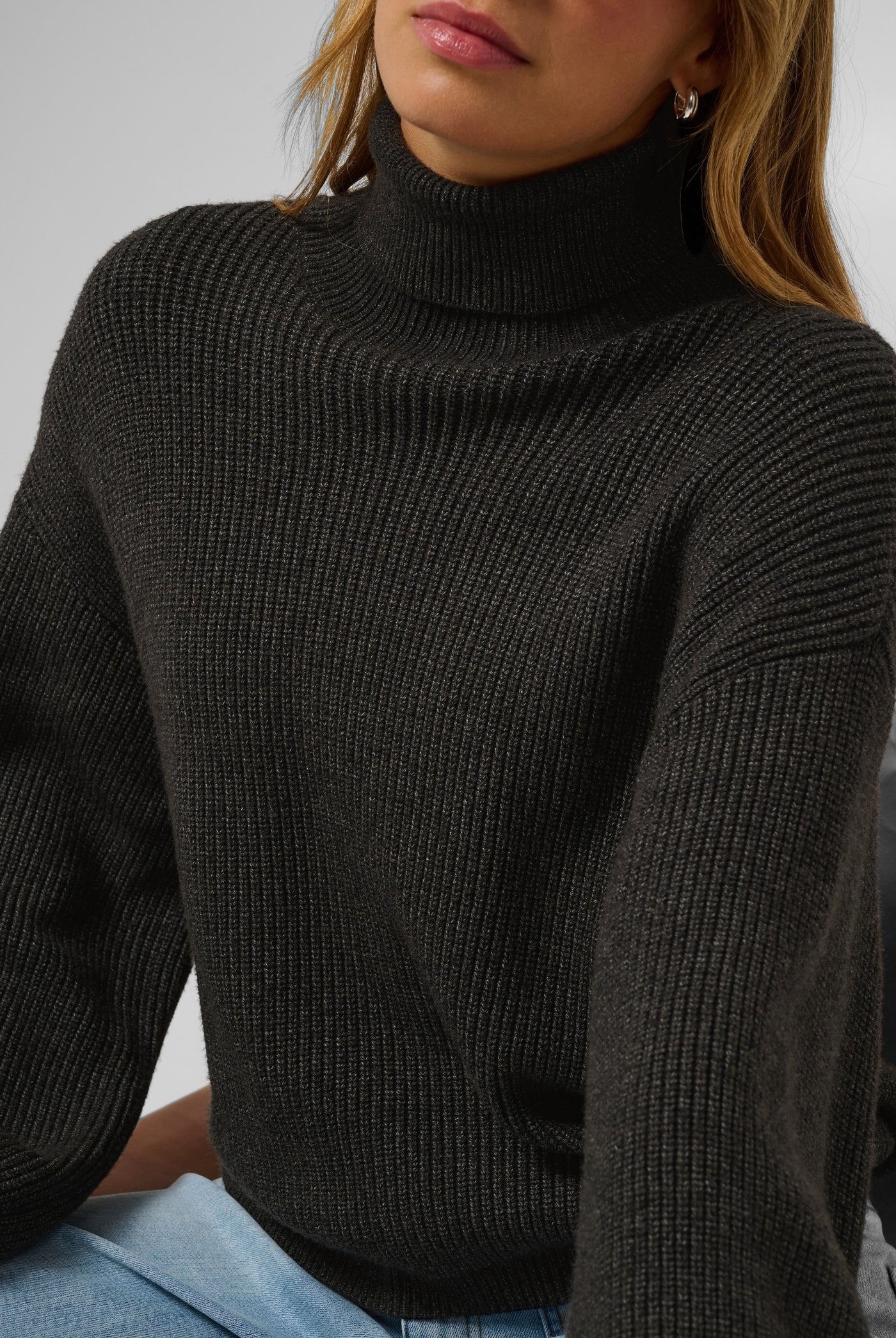 KAbarbara Rollneck Pullover Dark Grey Melange - 100125 - 10512087