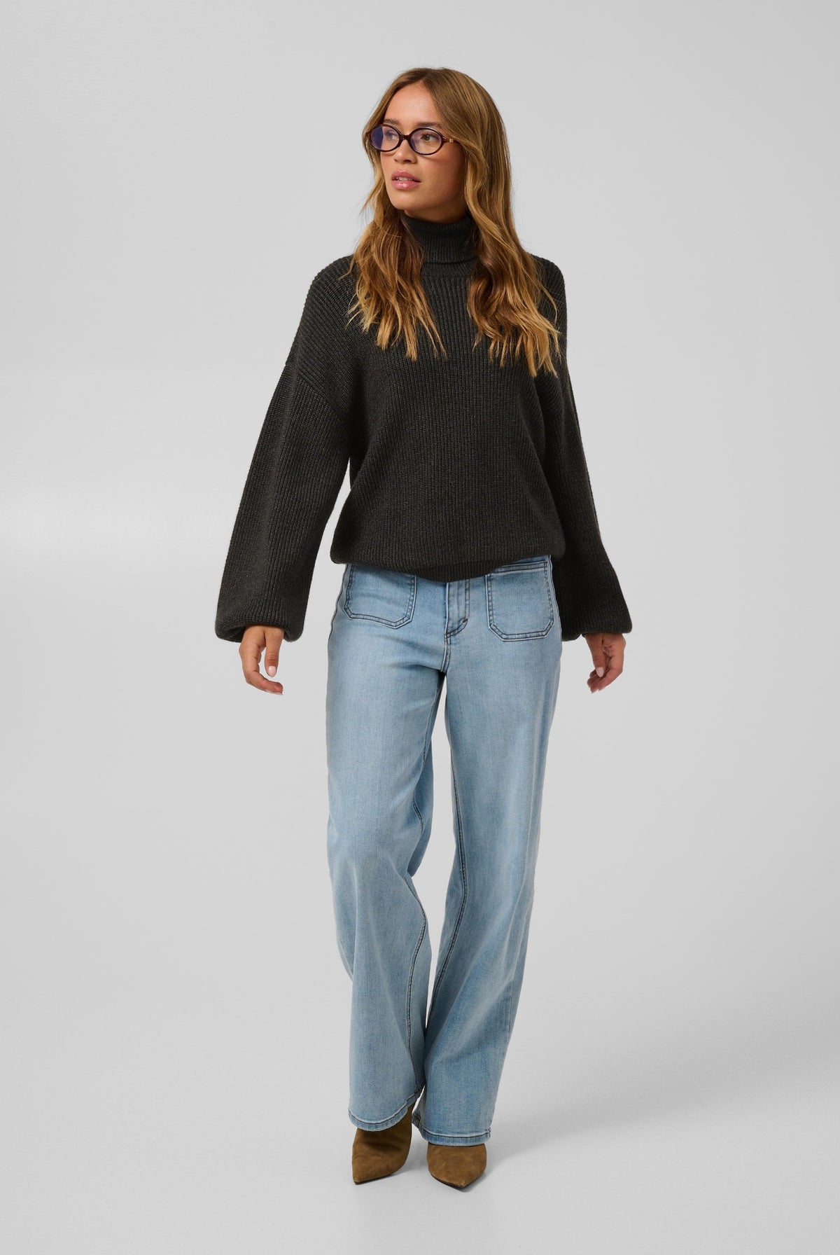 KAbarbara Rollneck Pullover Dark Grey Melange - 100125 - 10512087
