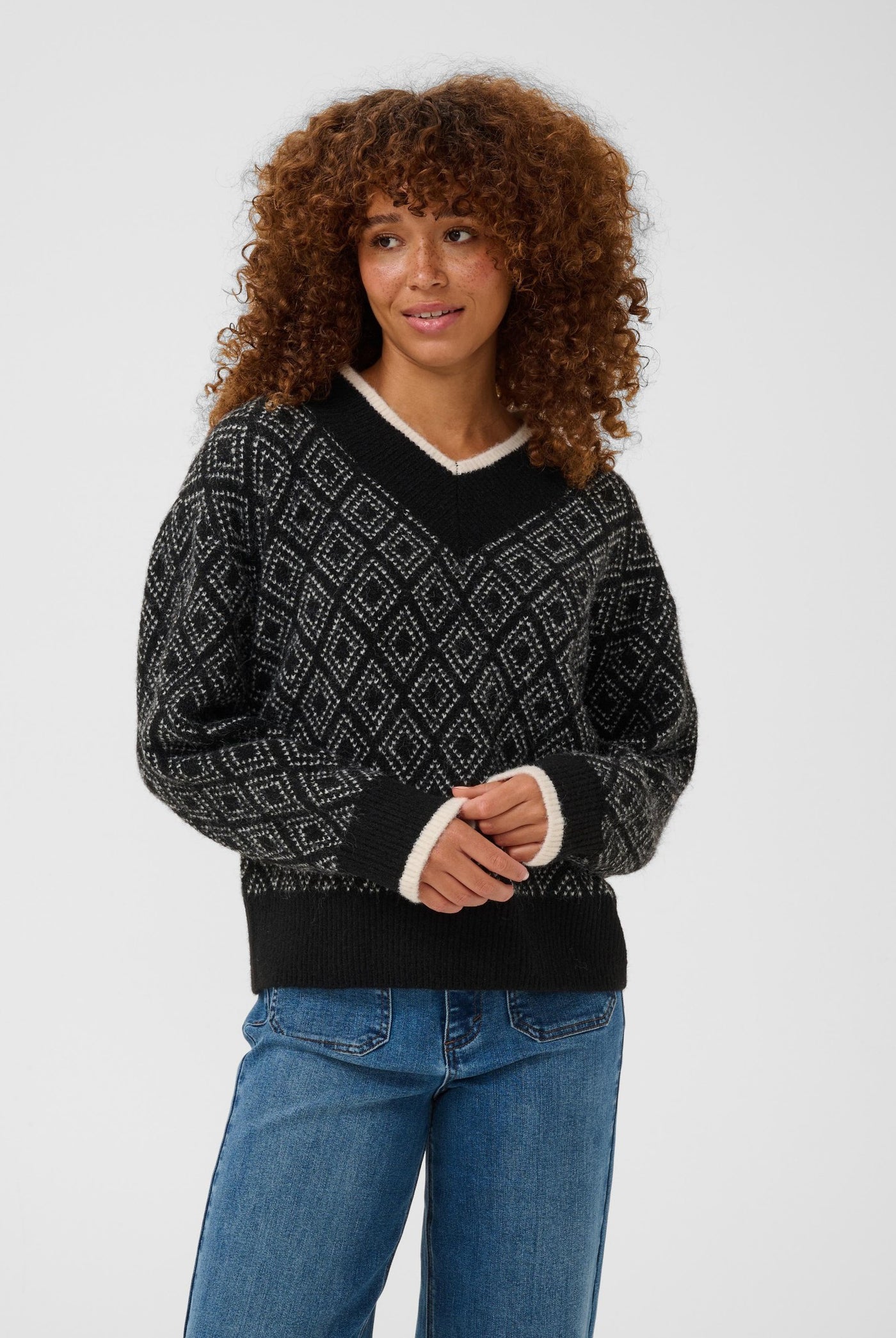 KAsirens Knit Pullover Black/Turtledove Argyle - 1097 - 10512088