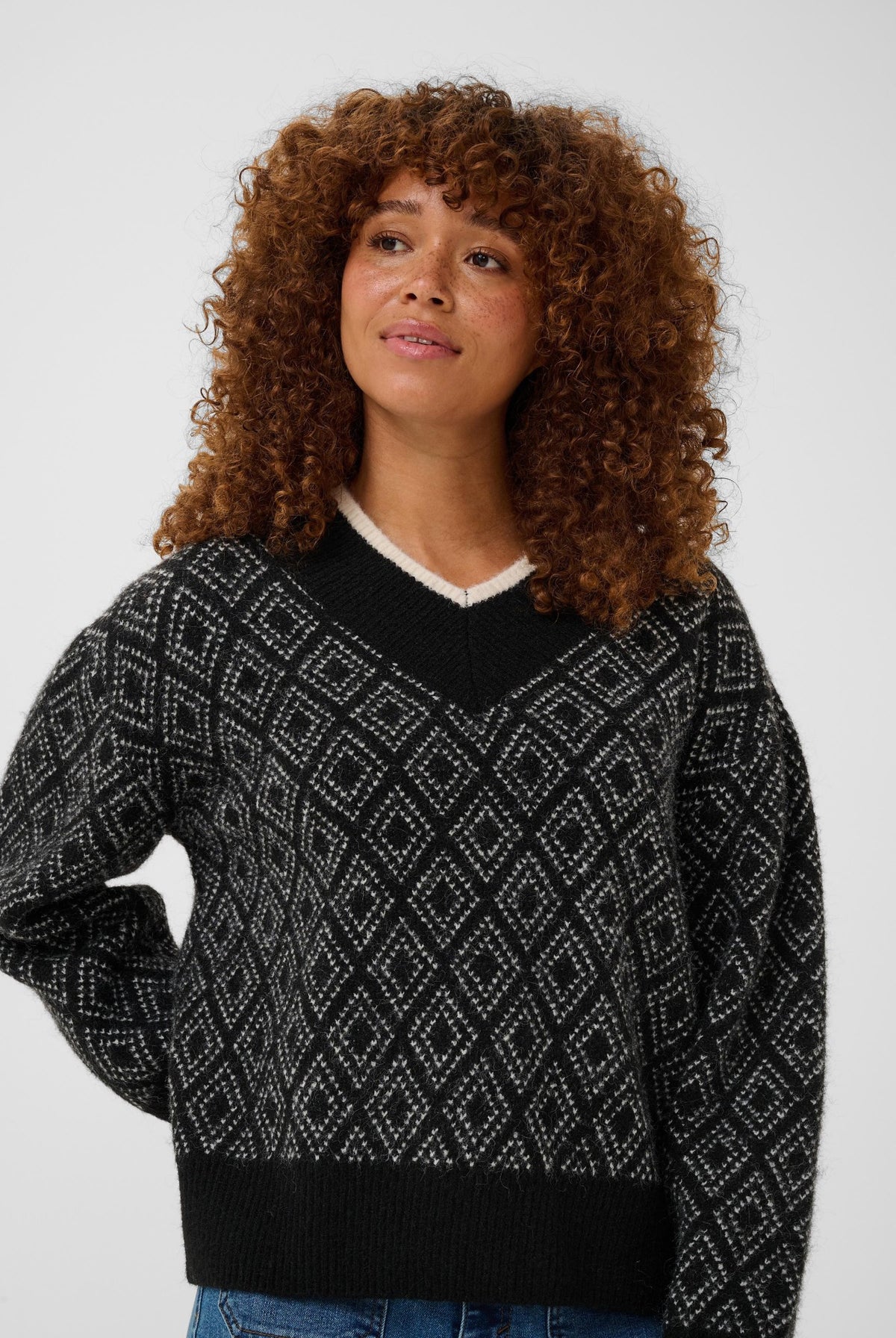 KAsirens Knit Pullover Black/Turtledove Argyle - 1097 - 10512088