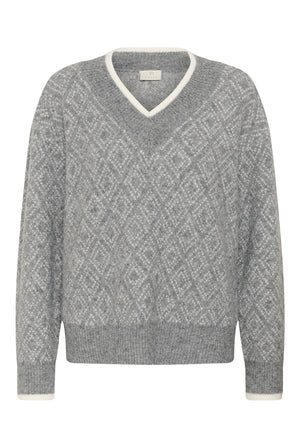 KAsirens Knit Pullover Grey Mel. / Chalk Argyle - 109 - 10512088
