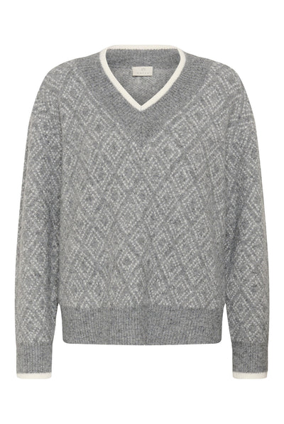 KAsirens Knit Pullover Grey Mel. / Chalk Argyle - 109 - 10512088 Thumbnail