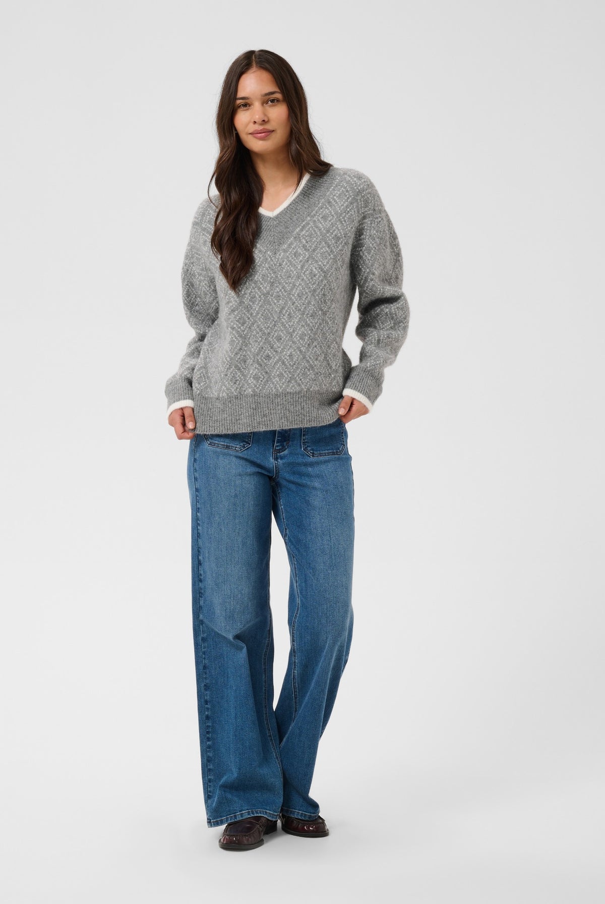 KAsirens Knit Pullover Grey Mel. / Chalk Argyle - 109 - 10512088