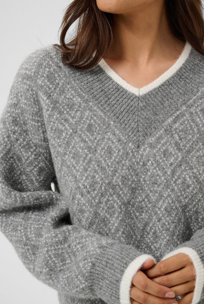 KAsirens Knit Pullover Grey Mel. / Chalk Argyle - 109 - 10512088 Thumbnail