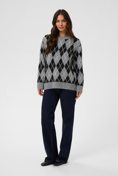 KAsimone Knit Pullover Black/GM/White Argyle - 109749 - 10512094 Thumbnail