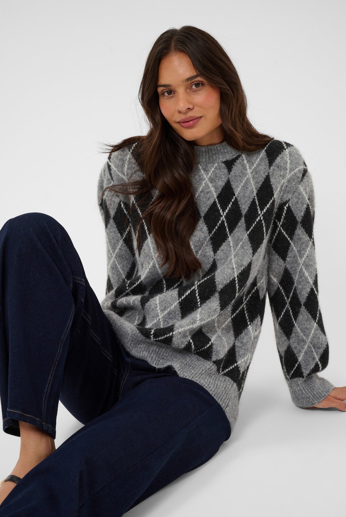 KAsimone Knit Pullover Black/GM/White Argyle - 109749 - 10512094