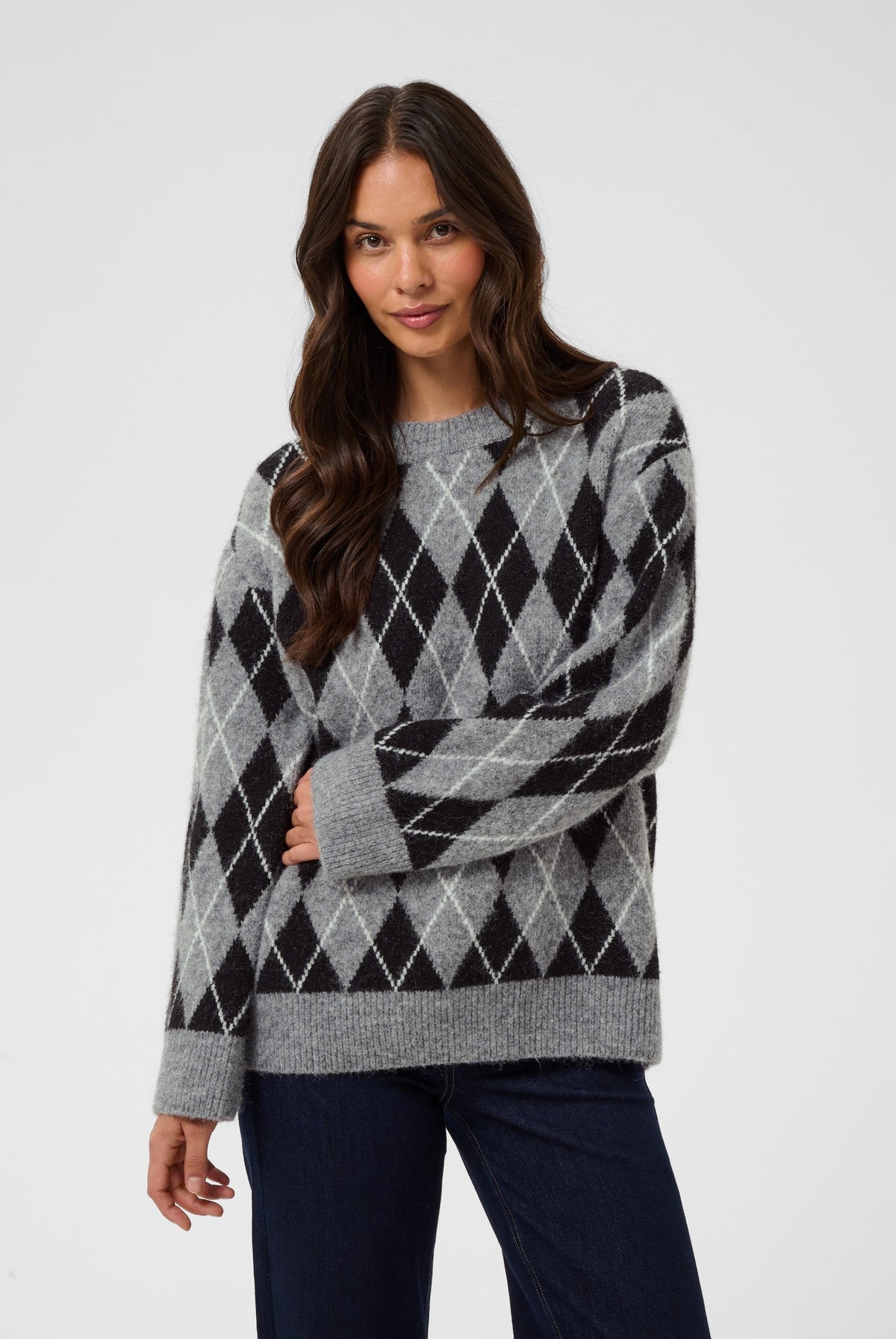 KAsimone Knit Pullover Black/GM/White Argyle - 109749 - 10512094