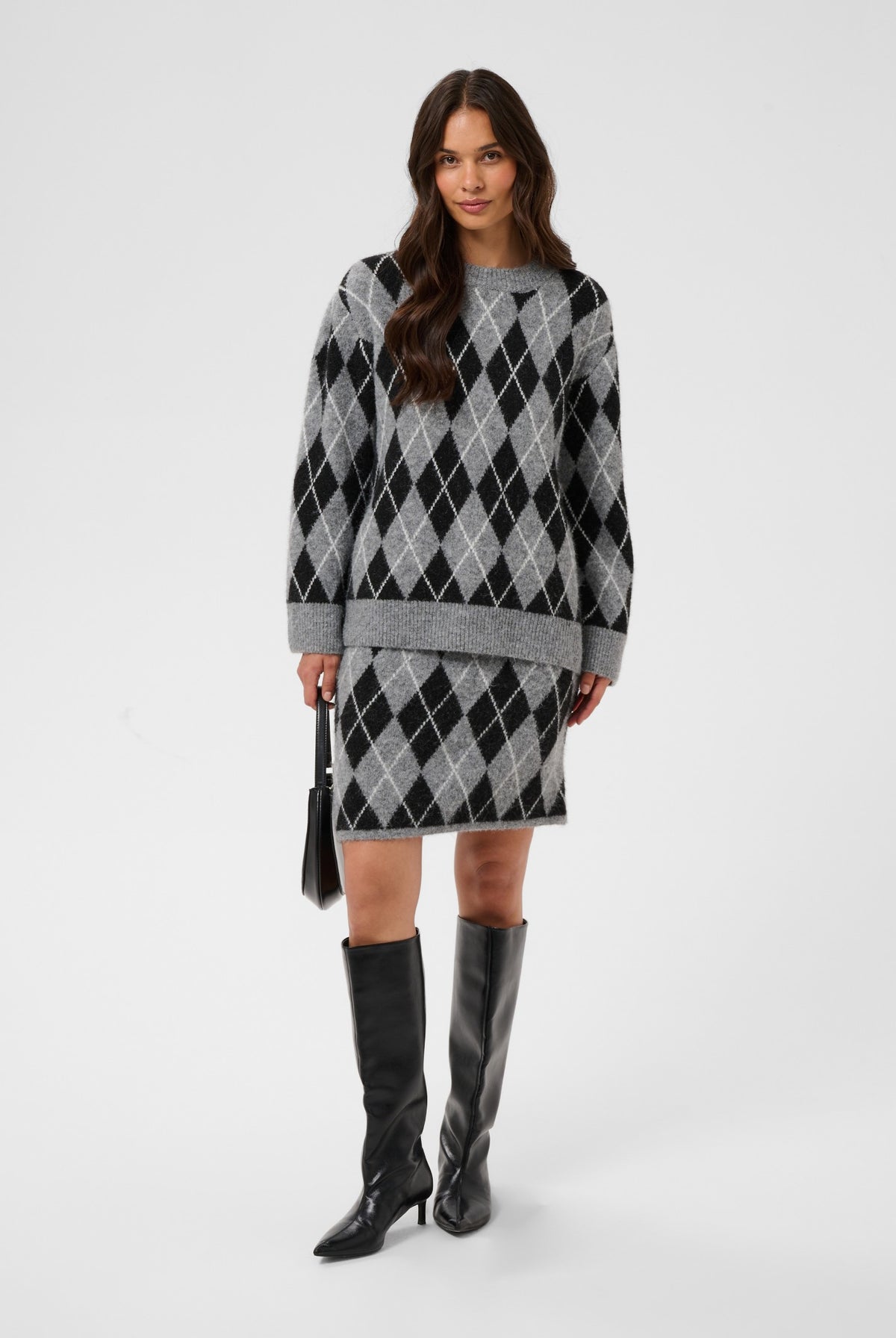 KAsimone Knit Skirt Black/GM/White Argyle - 109749 - 10512097