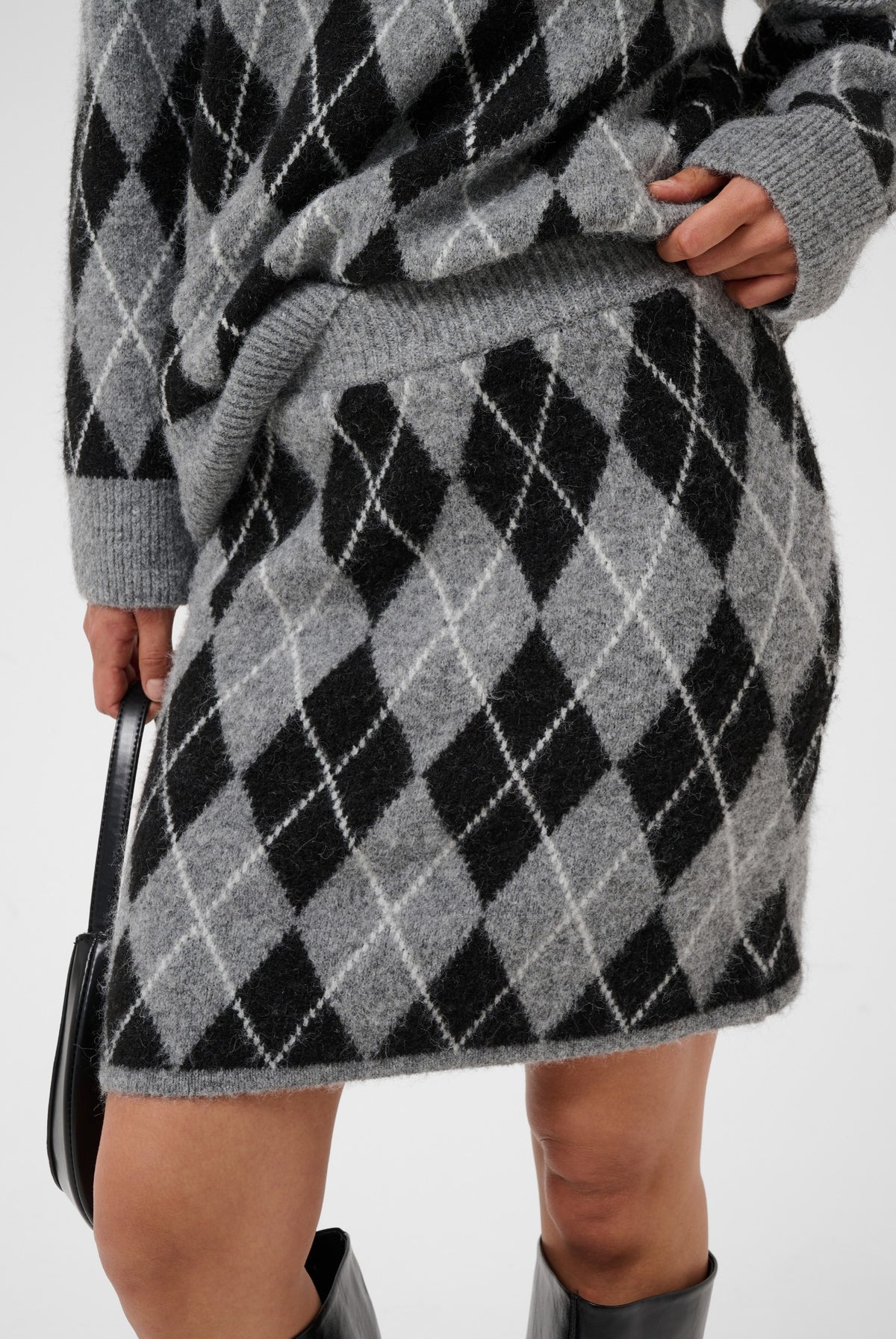 KAsimone Knit Skirt Black/GM/White Argyle - 109749 - 10512097