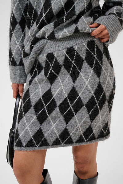 KAsimone Knit Skirt Black/GM/White Argyle - 109749 - 10512097 Thumbnail