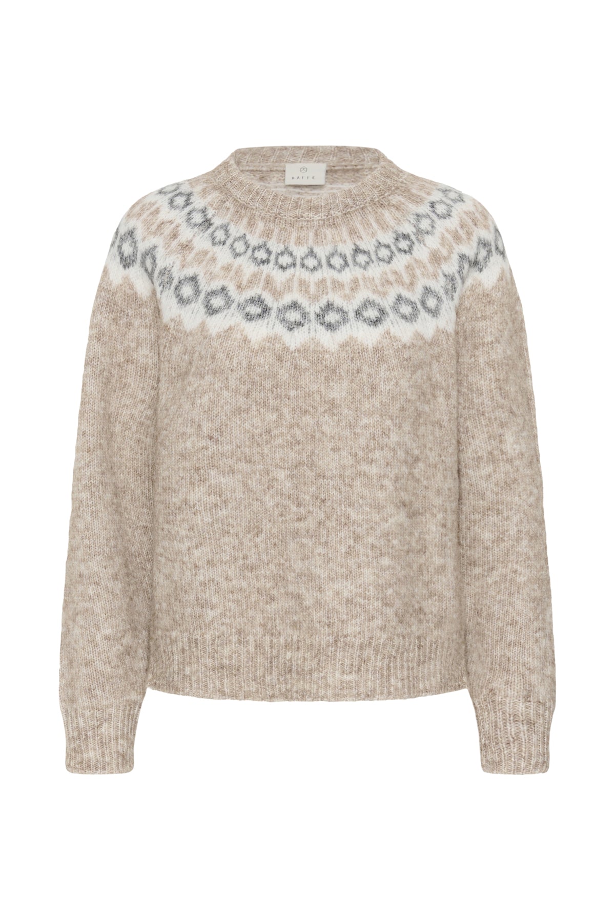 KAberta Pullover Beige Mel. -Grey/Chalk Pattern - 10512107