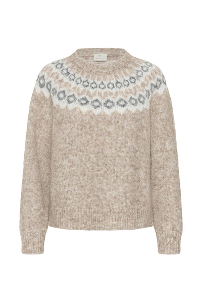 KAberta Pullover Beige Mel. -Grey/Chalk Pattern - 10512107 Thumbnail
