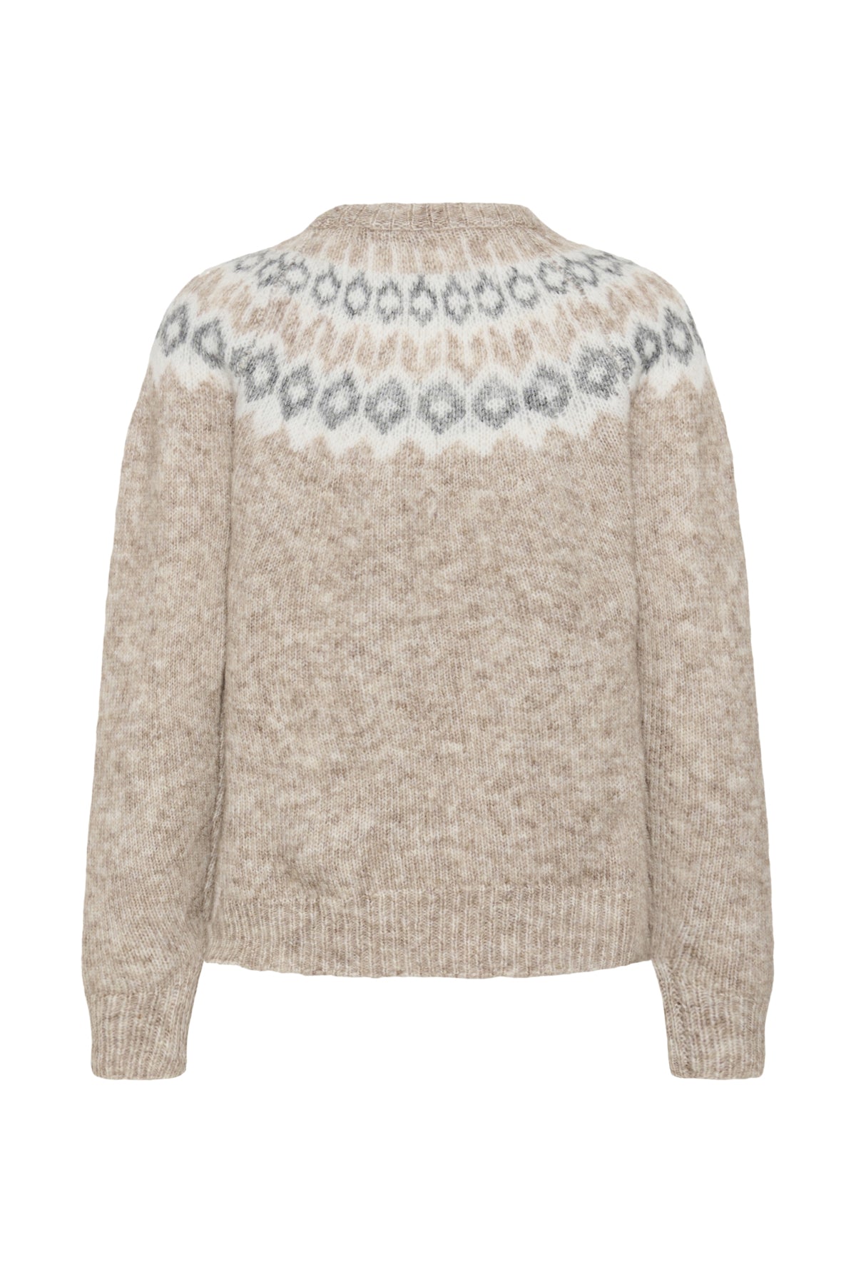 KAberta Pullover Beige Mel. -Grey/Chalk Pattern - 10512107