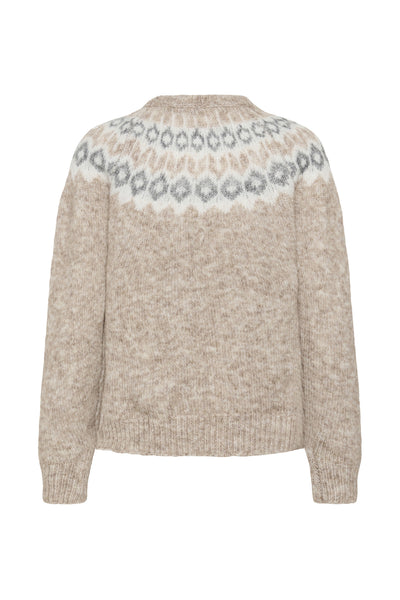 KAberta Pullover Beige Mel. -Grey/Chalk Pattern - 10512107 Thumbnail