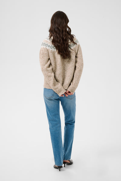 KAberta Pullover Beige Mel. -Grey/Chalk Pattern - 10512107 Thumbnail