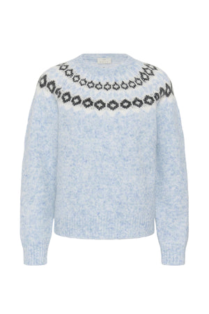 KAberta Pullover Blue Mel. -Grey/Chalk Pattern - 10512107
